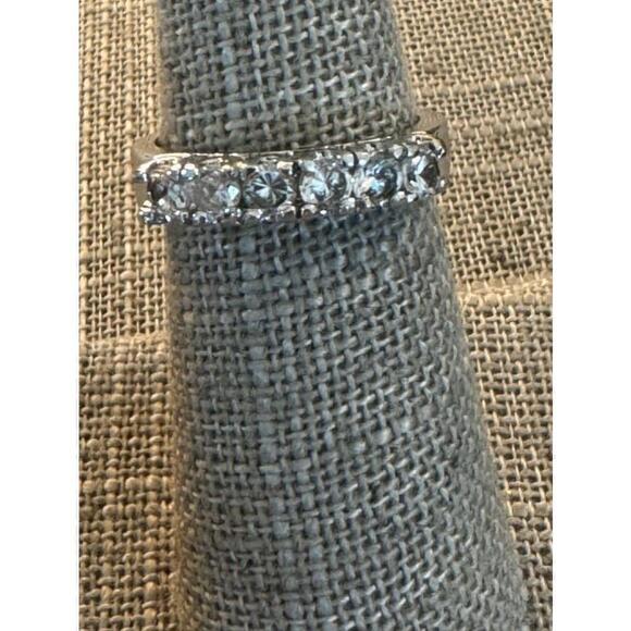 Set of 2 fashion rings blue and clear rhinestones in silver - Picture 2 of 6